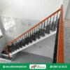 Cầu thang sắt tay vịn gỗ NTP003