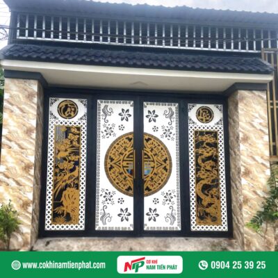 Mẫu cửa cổng CNC 4 cánh đẹp