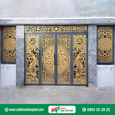 Cửa cổng CNC trống đồng đẹp