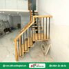 Cầu thang sắt ốp gỗ